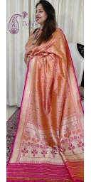 Pure Kataan Silk Intricate Zari and Meenakari Weaved Tanchoi Saree with Paithni Palla