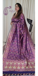 Pure Kataan Silk Intricate Zari and Multi Colored Meenakari Weaved Patola Saree with Paithni Borders and Palla