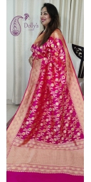 Pure Kataan Silk Sona Roopa Kadua Zari and Multi Colored Meenakari Weaved Jangla Saree