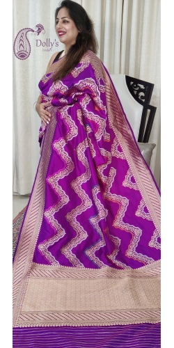 Pure Kataan Silk Sona Roopa Kadua Zari and Multi Colored Meenakari Weaved Saree