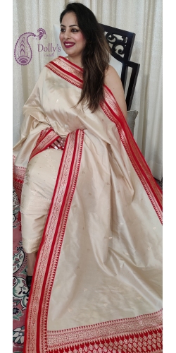 Pure Kataan Silk Sona Roopa Kadua Zari Weaved Suit with Kadiyal Borders on Dupatta