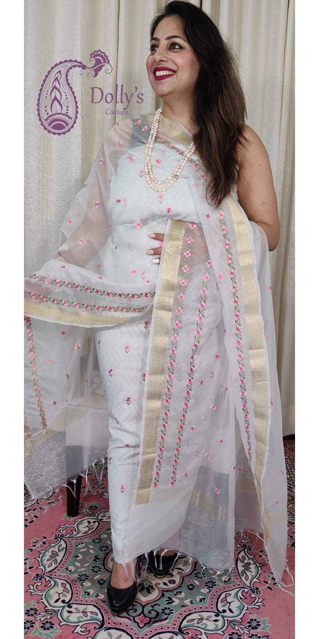 Pure Cut-work Cotton Embroidery Suit with Kora Embroidery Dupatta