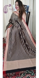 Pure Kataan Silk Handloom Zari Weaved Striped Dupatta