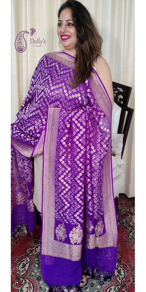 Pure Georgette Handloom Sona Roopa Zari Weaved Full Sized Dupatta
