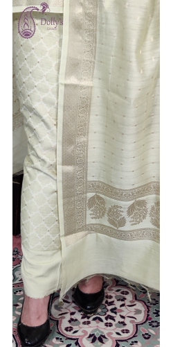 Pure Soft Cotton Handloom Light Zari Weaved Suit With Beautiful Dupatta