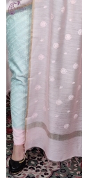 Mercerized Cotton Suit With Embroidery on Shirt And Dupatta, Plain Bottom