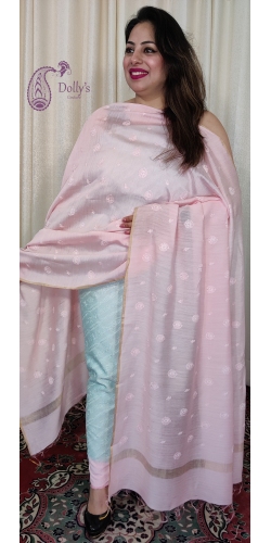 Mercerized Cotton Suit With Embroidery on Shirt And Dupatta, Plain Bottom