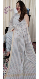 Pure Chanderi Cotton Suit With Embroidery on Shirt And Dupatta