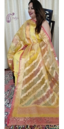 Pure Chanderi Silk Suit With Zari Weaved Rangkaat Dye Kora Dupatta