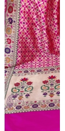 Pure Kataan Silk Intricate Zari Weaved Patola Saree with Paithni Bporders and Palla