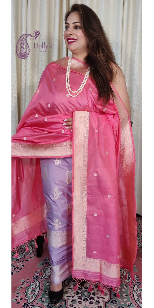 Pure Kataan Silk Sona Roopa Kadua Zari Weaved Suit Set