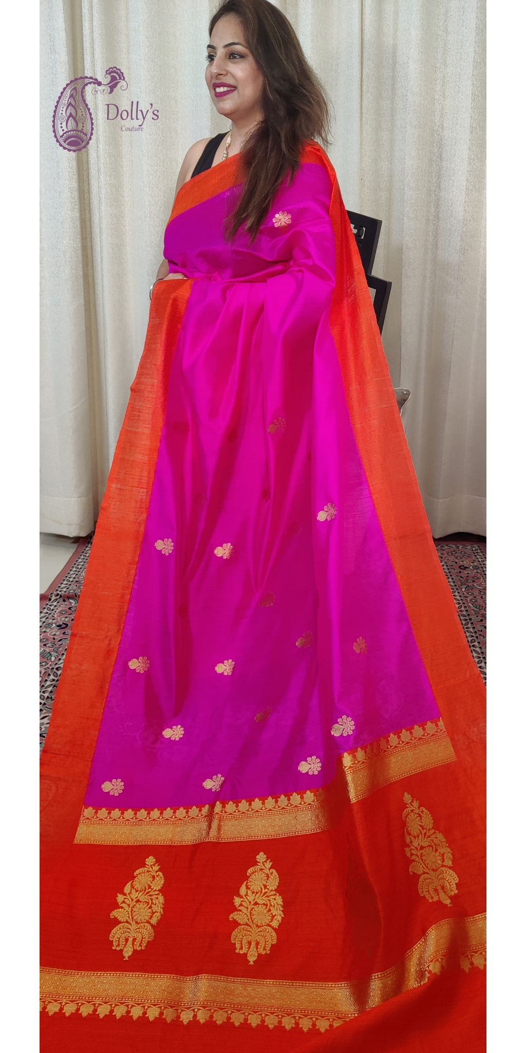 Pure Chiniya Silk Kadua Zari Weaved Saree With Conrast Geecha Border, Palla And Blouse