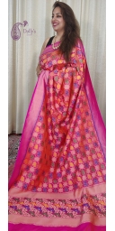 Pure Kataan Silk Intricate Zari and Meenakari Weaved Shikargah Saree