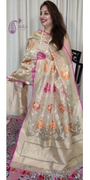 Pure Net Silk Handloom Zari and Meenakari Weaved Dupatta