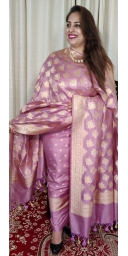 Pure Kataan Silk Handloom Zari Weaved 3 Piece Suit