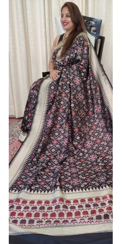 Pure Kataan Silk Handloom Zari and Meenakari Weaved Patola Saree