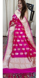 Pure Kataan Silk Sona Roopa Kadua Zari Weaved Dupatta With Big Double Zari Weaved Borders and Palla