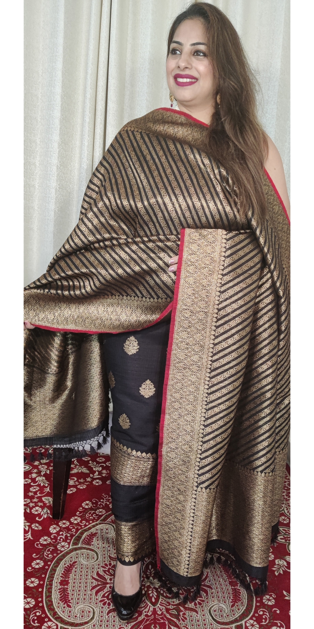 Pure Khaddi Dupion Silk Handloom Zari Weaved 3 Piece Suit