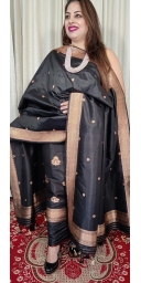 Pure Kataan Silk Bronze Kadua Zari Weaved 3 Piece Suit