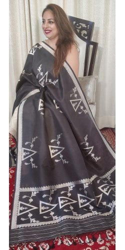 Pure Kataan Silk Silver Kadua Zari Weaved Dupatta With Geometrical Pattern