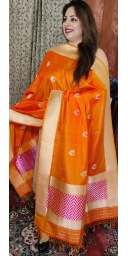 Pure Kataan Silk Kadua Zari and Meenakari Weaved Dupatta With Kadua Sona Roopa and Meenakari Weaved Palla