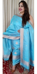 Pure Kataan Silk Kadua Zari Weaved 3 Piece Suit