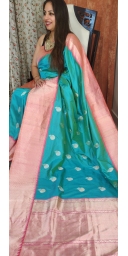 Pure Kataan Silk Sona Roopa Kadua Zari Weaved Saree With Kadiyal Kadua Zari Borders and Palla