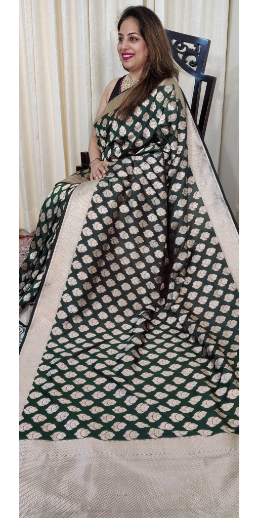 Pure Kataan Silk Cut-Work Zari Weaved Saree