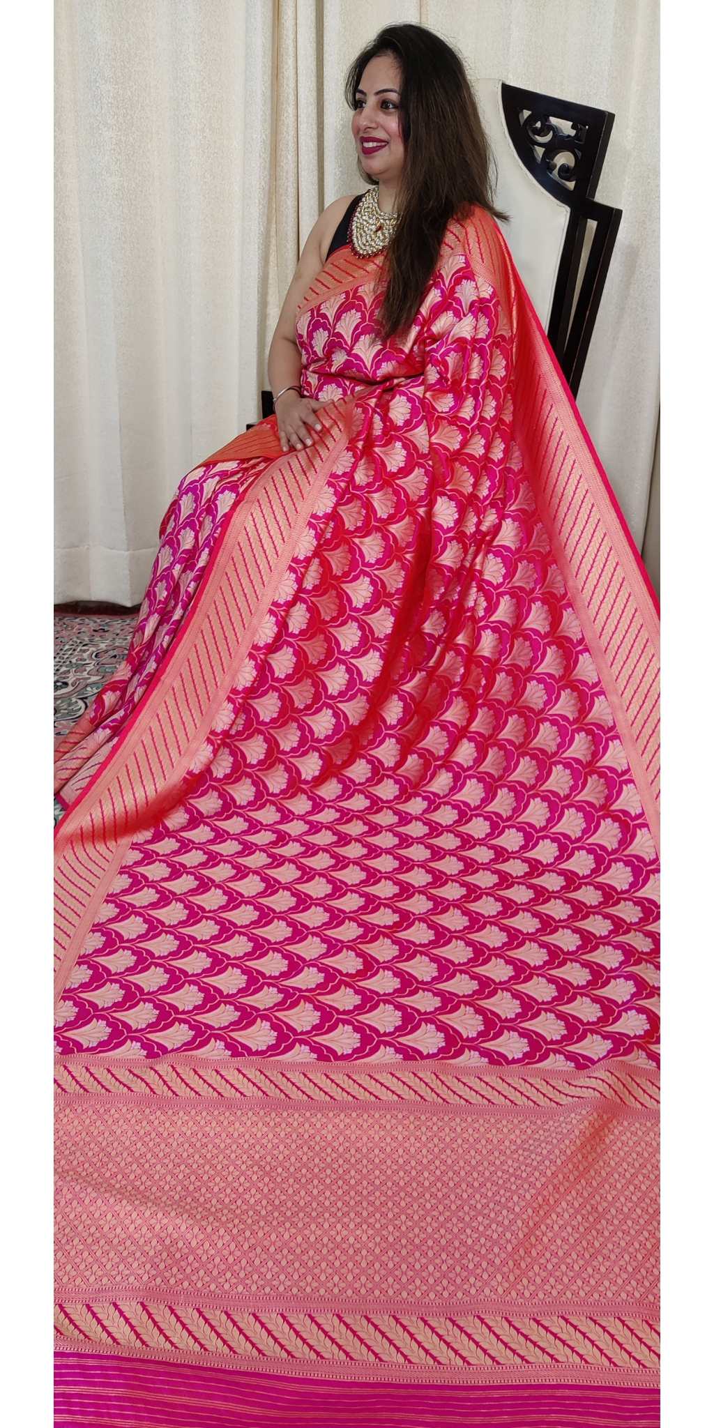 Pure Kataan Silk Sona Roopa Cut-Work Zari Weaved Saree In Two-Tone