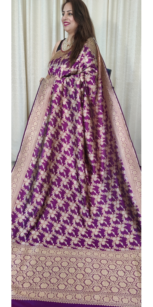 Pure Kataan Silk Sona Roopa Cut-Work Zari Weaved Saree