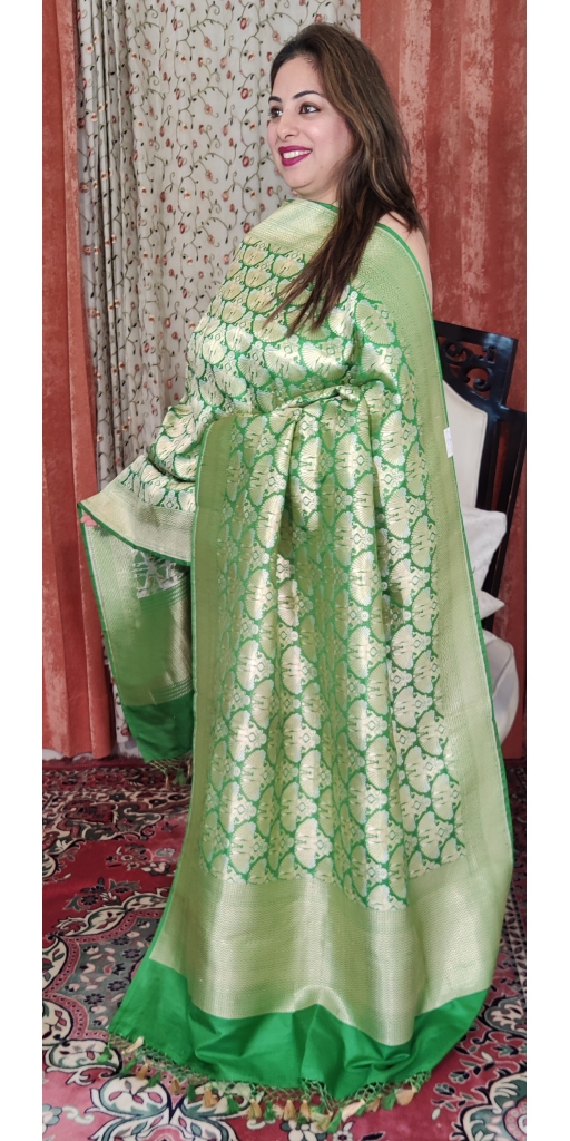 Pure Kataan Silk Cut-Work Sona Roopa Zari Weaved Dancing Dolls Dupatta