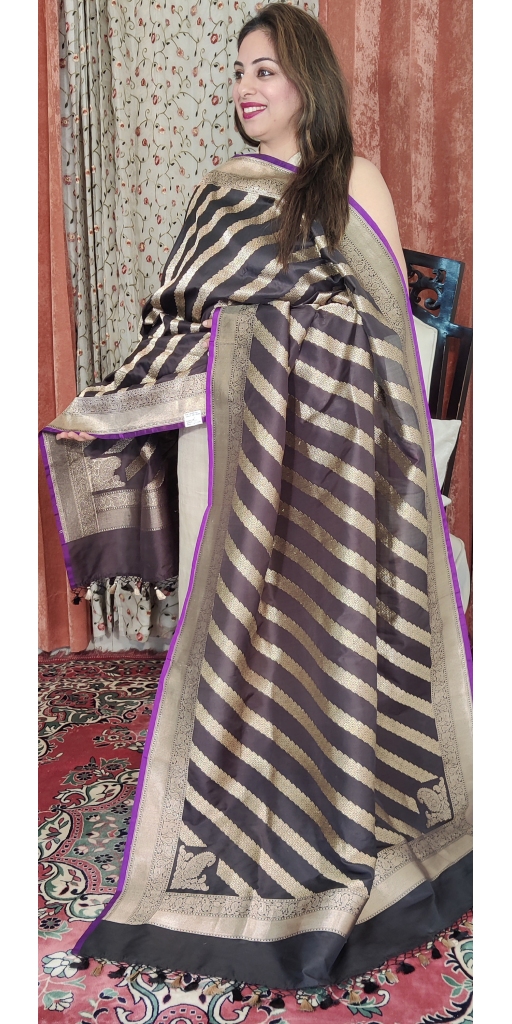 Pure Kataan Silk Kadua Zari Weaved Dupatta with Ada-Pattern (Diagonal)