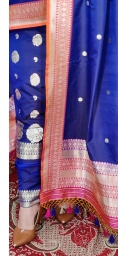 Pure Kataan Silk Sona Roopa Kadua Zari Weaved 3 Piece Suit With Kadiyal Kadua Zari Weaved Borders and Palla