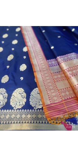 Pure Kataan Silk Sona Roopa Kadua Zari Weaved 3 Piece Suit With Kadiyal Kadua Zari Weaved Borders and Palla